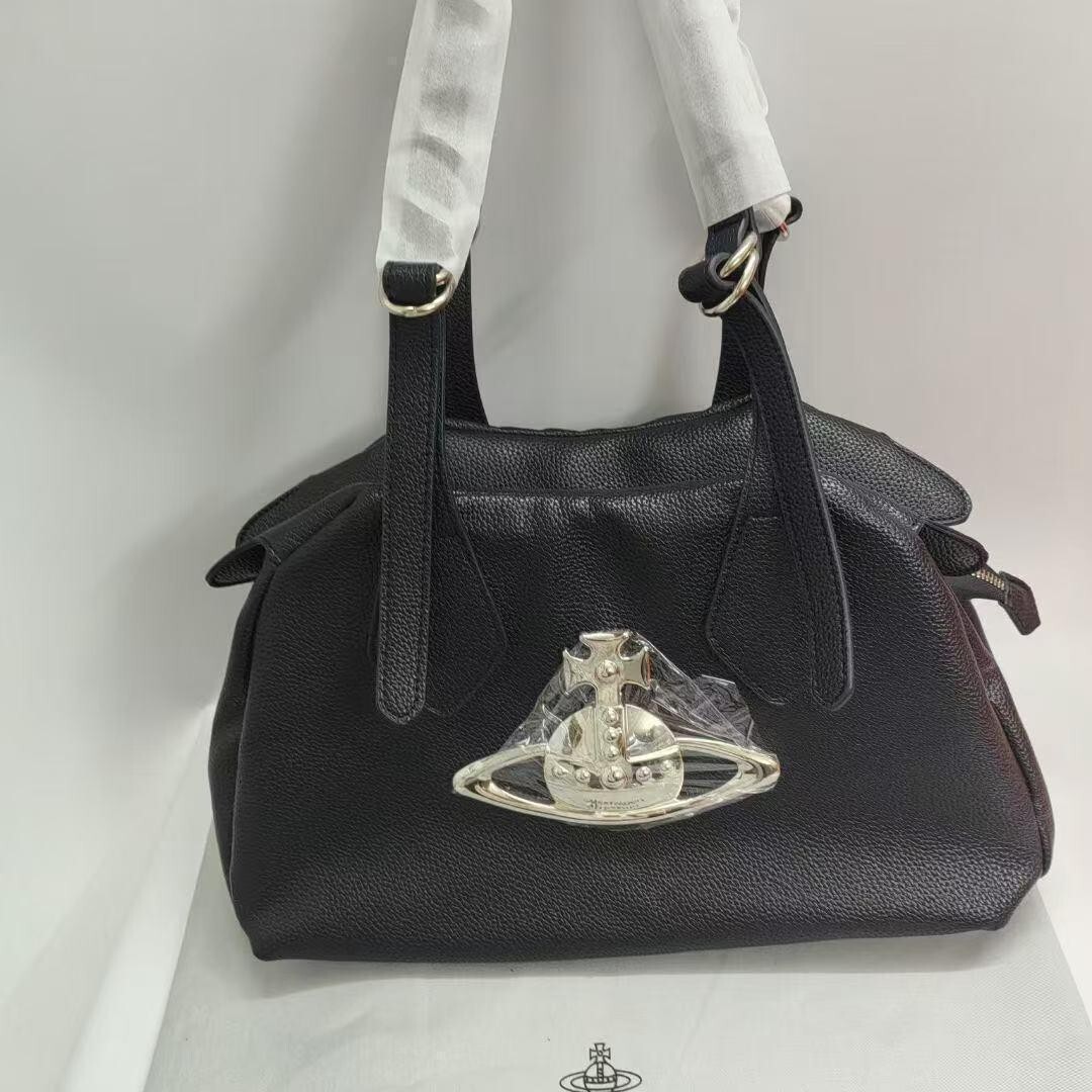 バッグ Vivienne Westwood LEATHER TOTE BAG Vivienne Westwood Orb-plaque Leather Tote Bag | Black