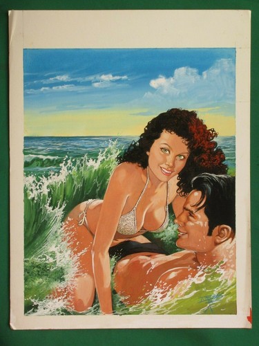 SEXY BIKINI BEAUTIFUL BABE BREASTS FUEGO DE JUVENTUD 15 MEXICAN COVER ART SIGNED - 第 1/4 張圖片