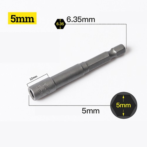 65mm Length Hex Allen Bit Key Sockets 3mm-24mm Nut Driver Screwdriver 1/4" Shank - Picture 10 of 30