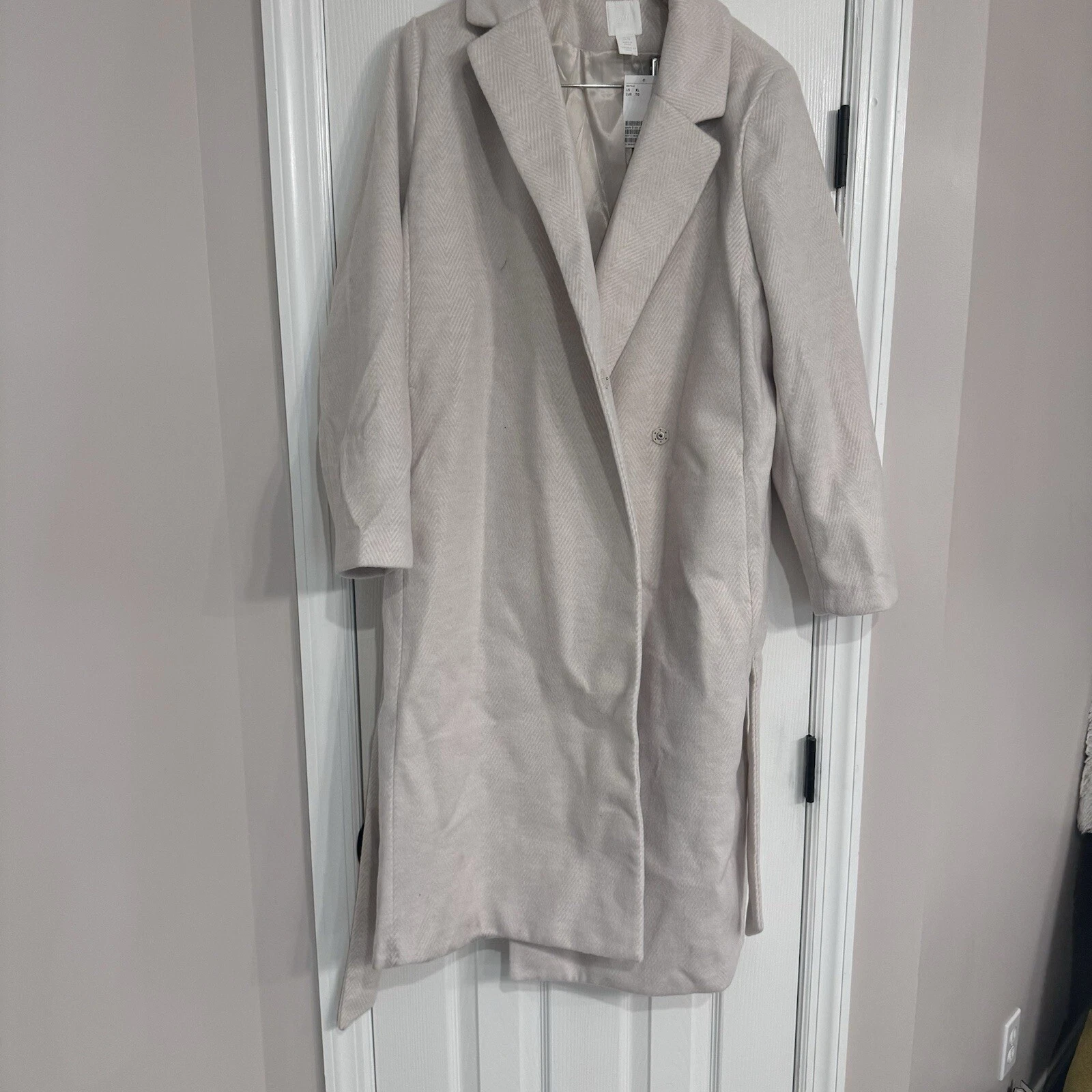 OFF WHITE Bellissimo cappotto lungo H&M bianco sporco XL nuovo con etichette