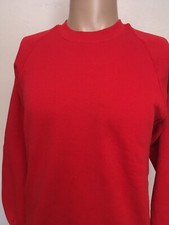 Vintage 80s JERZEES RED RAGLAN SWEATSHIRT Soft Thin USA MADE L