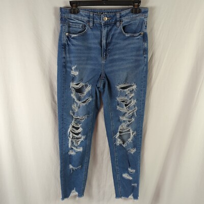 American Eagle Stretch Ripped high rise Mom Jeans Women's Blue Size 6