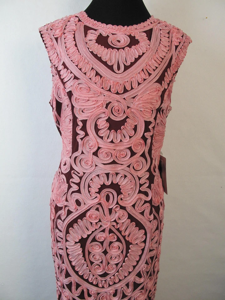 J.S. Collections Dress Soutache Embroider Sleeveless Dress Size 16 Pink/Burgundy - Image 2 of 4