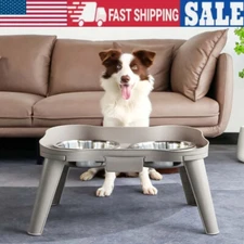 Pet Cat Elevated Food Bowl Dog Cat Stainless Steel Tilted Feeder Water Dish