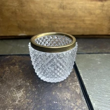 FINE DIAMOND POINT MASTER SALT CELLAR with BRASS COLLAR ON TOP POLISHED BOTTOM