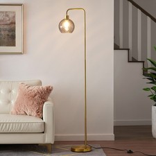 67" Arc Floor Lamp Remote Dimmable Tunable LED Bulb Included Glass Shade Gold