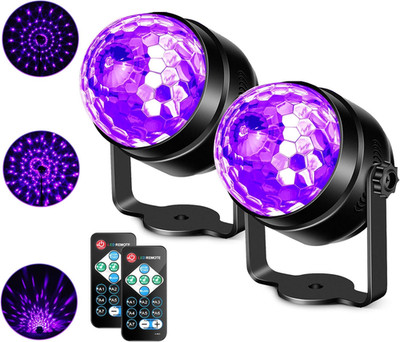 UV Black Lights for Glow Party, 6W LED Disco Ball Strobe Lights for Dark Party S