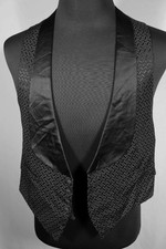 Antique Edwardian Black Shawl Collar Vest Size Small Excellent Condition