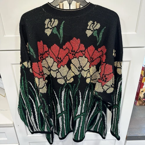 VTG Nutcracker Ugly Christmas Sweater Floral Plus size 3X Sparkly SI19