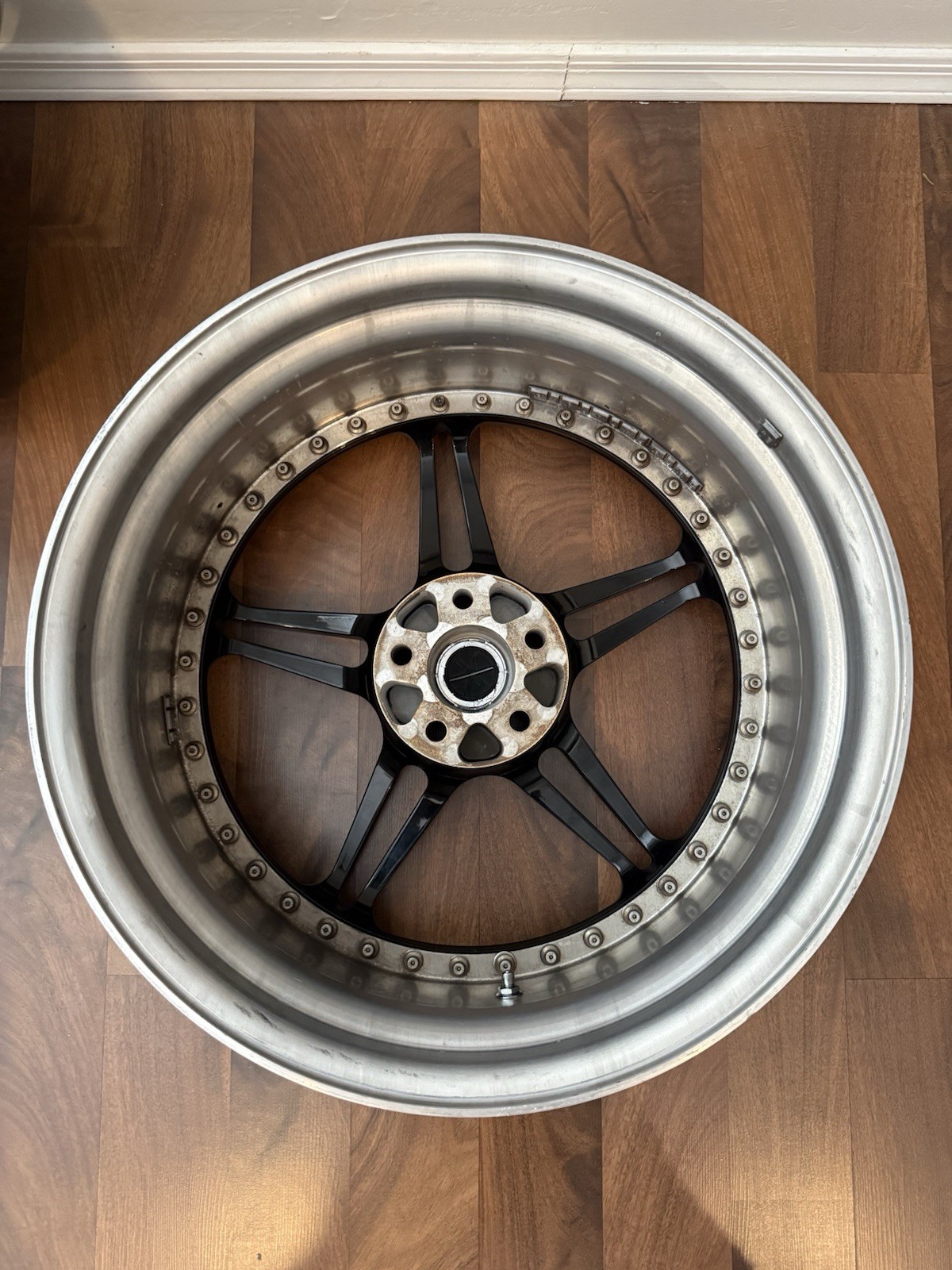 Set of 4 HRE 847R Ferrari F430/360 Wheels Gloss Black/Polished Aluminum