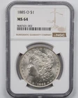 Certified 1885-O Morgan Silver Dollar NGC MS64 $1