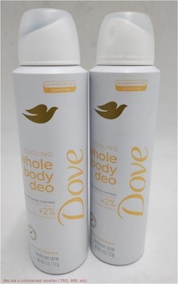 2 PACK Dove Beauty Aluminum-Free Whole Body Deodorant Spray - Peach & White Tea