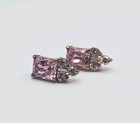 Farrah Fawcett Sterling Silver Rose Gold Vermeil Pink& White CZ Dangle Earrings — photo 4