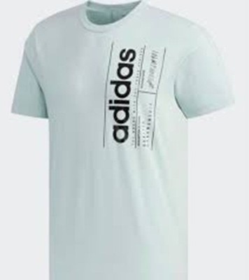 Adidas Herren mintgrün Brilliants Basics vertikales Logo T-Shirt Oberteil Medium neu mit Etikett