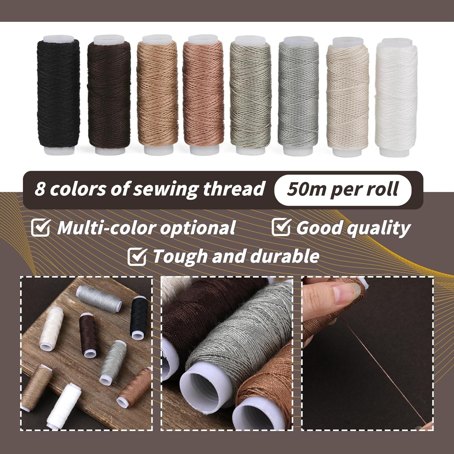 BAGERLA Upholstery Repair Sewing Kit Heavy Duty with Awl 8 colors 