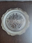 Vtg Jeanette Glass Crystal Iris & Herringbone Dinner Plate 8” Floral