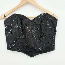 Vintage Y2K Corset Top Small Velvet Sequin Regency Whimsigoth Indie Sleaze Glam