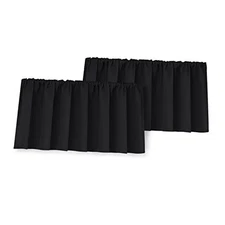  18 Inches Longout Curtain Valances for Kitchen 42"W x 18"L (Pack of 2) Black