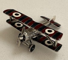 Sacchetti 925 Solid Sterling silver Enamel Miniature  Airplane Made