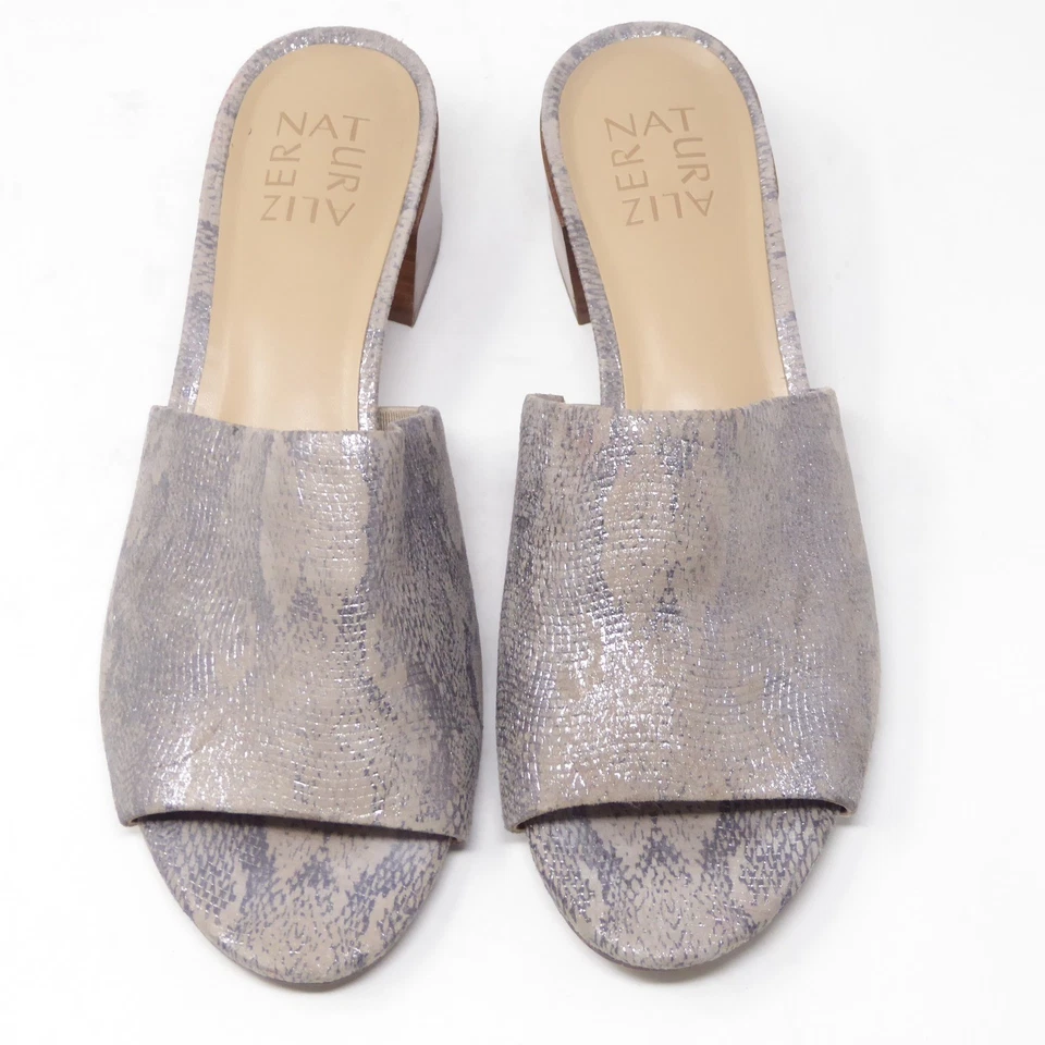 Tacón Naturalizer Fairley Mules Slides Plateado Piel de Serpiente Cuero Mujer 8M Foto 3 de 4