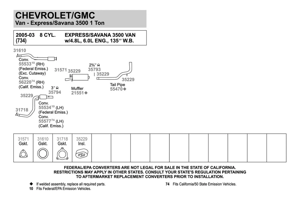 For Chevy Express 3500 03-10 Exhaust Muffler Quiet-Flow Stainless Steel Oval Foto 3 de 4