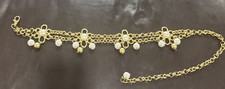 Vintage gold tone 1980s heavy Dangling faux pearl belt stunning Up To 37  