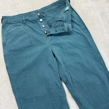 Duluth Trading Co Pants Women's Shop Square Button Front Teal Wide Leg Trousers