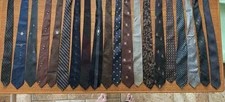 Lot 20 Vintage Skinny Ties Silk Wool Rayon 1950s 1960s Mad Men Mid Century VTG