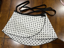 Jule Dancewear Chiffon Wrap Ballet Skirt, White with Black Polka Dots, Adult S