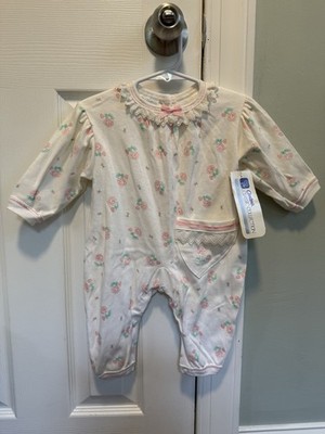 NWT NOS Vintage Carters footless sleeper baby girl newborn/0-3 months roses