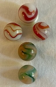 Vintage Alley Agate Akro Swirl Marble Lot Of 5 (Y10)