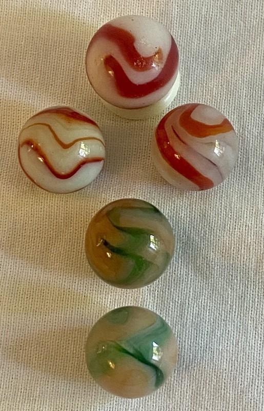 Vintage Alley Agate Akro Swirl Marble Lot Of 5 (Y10)