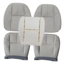  5PCS Gray Driver & Passenger Bottom & Top Lean Back Leather Seat Covers and 
