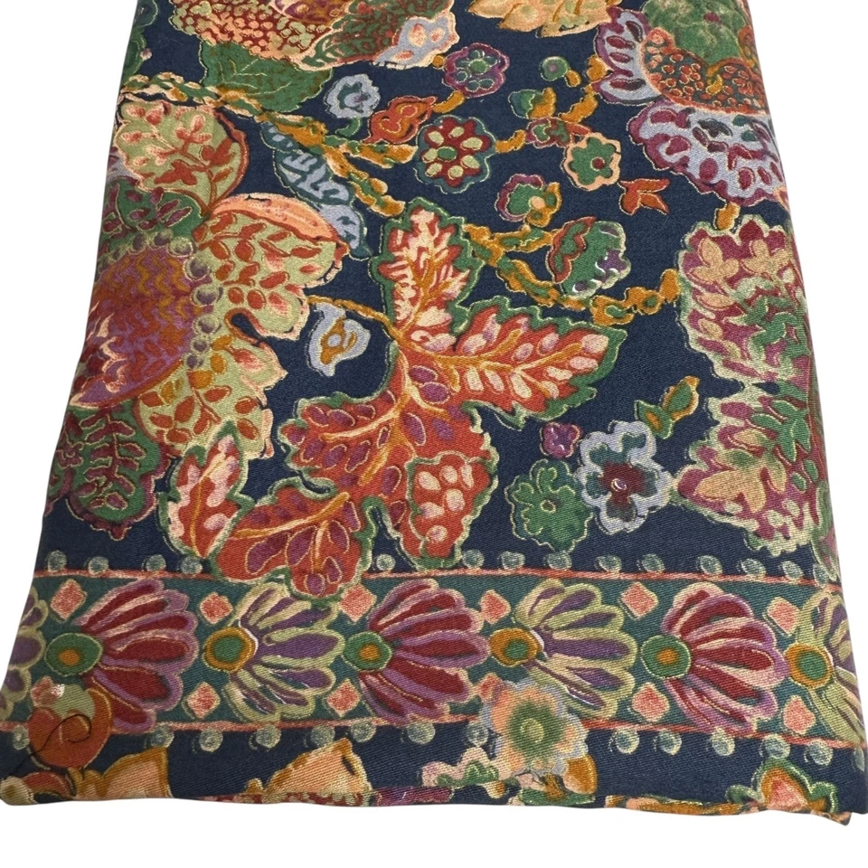 Floral Leaf Shower Curtain 100% Cotton Navy Blue Multicolor by Creative Bath - Image 3 of 4