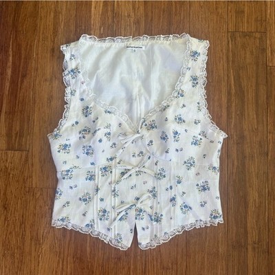 NWOT Reformation Brenda Linen Top size 4 women s top bow floral lace shirt