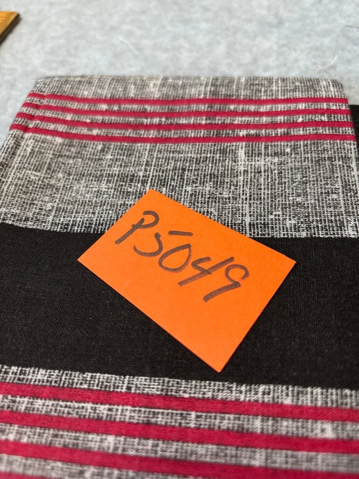 Tela de algodón a rayas 18x22" negro/gris/rojo material de costura artesanal Foto 4 de 4