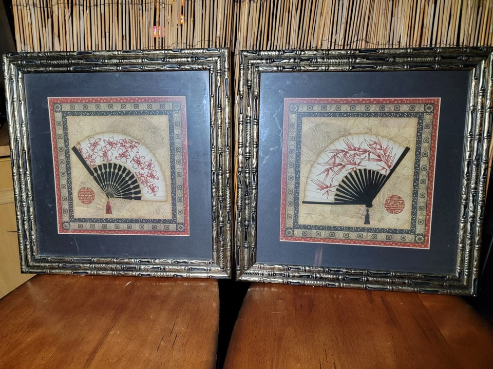 Juego de 2 marcos de fotos de bambú dorado revestimiento de vidrio 18,5" X 18,5" Est Y2K Foto 2 de 4