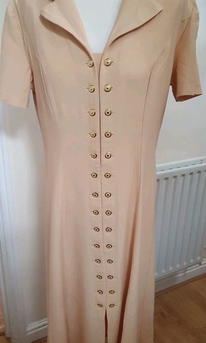 Joseph Ribkoff Creations Vintage Yellow Sand Button Through Midi Dress UK 16 - Picture 2 of 14
