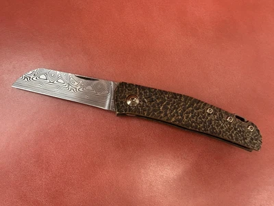 Jens Anso Monte Carlo Taschenmesser Damasteel Messinggriff - Bild 1 von 4