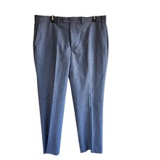 Lauren Ralph Lauren Mens Blue 100 Wool Dress Pants 38W x 30L Micro Houndstooth