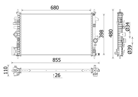 Mahle KüHler WasserküHler FüR Opel Insignia A Caravan 2.0 Biturbo Cdti 4X4-image