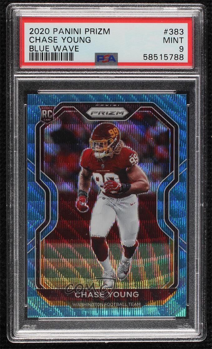 2020 Panini Prizm Rookie Blue Wave Prizm 25/199 Chase Young #383 PSA 9 MINT zt7