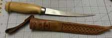 Vintage  Marttiini Finland 6” Fillet  Knife Inscribed Blade - Sheath