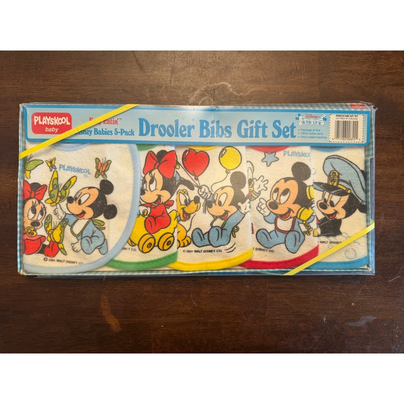 Vintage disney mickey and minnie Playskool baby Drooler bib set NIB