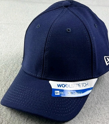 NEW ERA 39Thirty Navy Blue Wool Blank Cap Stretch Fit Size M/L NEW