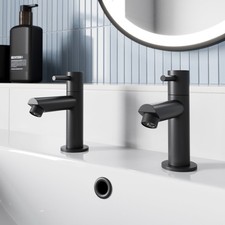 Bathroom Taps Matt Black Bath Filler Shower Basin Mixer Pillar Tall Tap Set