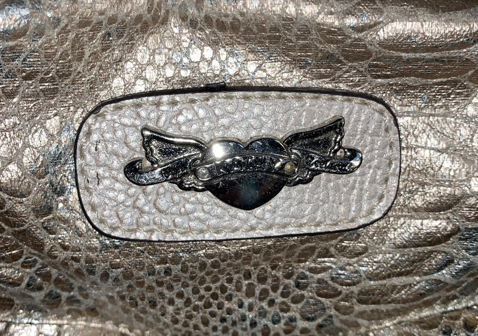 Bolso de mano grande dorado/beige Kathy Van Zeeland de colección estampado animal - ¡Hermoso! Foto 2 de 4