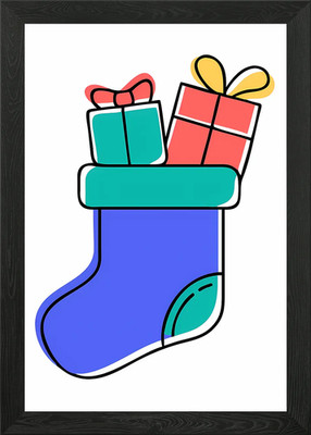Weihnachtsstrumpf mit Geschenken gerahmtes Wandbild Poster Leinwanddruck Bild