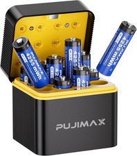 PUJIAMX Rechargeable AA Batteries Lithium 4255mWh with Charger  High Capacity