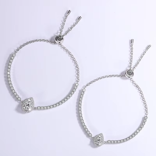 1/2ct Pear Cut Moissanite Half Tennis Bracelet 925 Sterling Silver Pass Tester - Picture 6 of 13